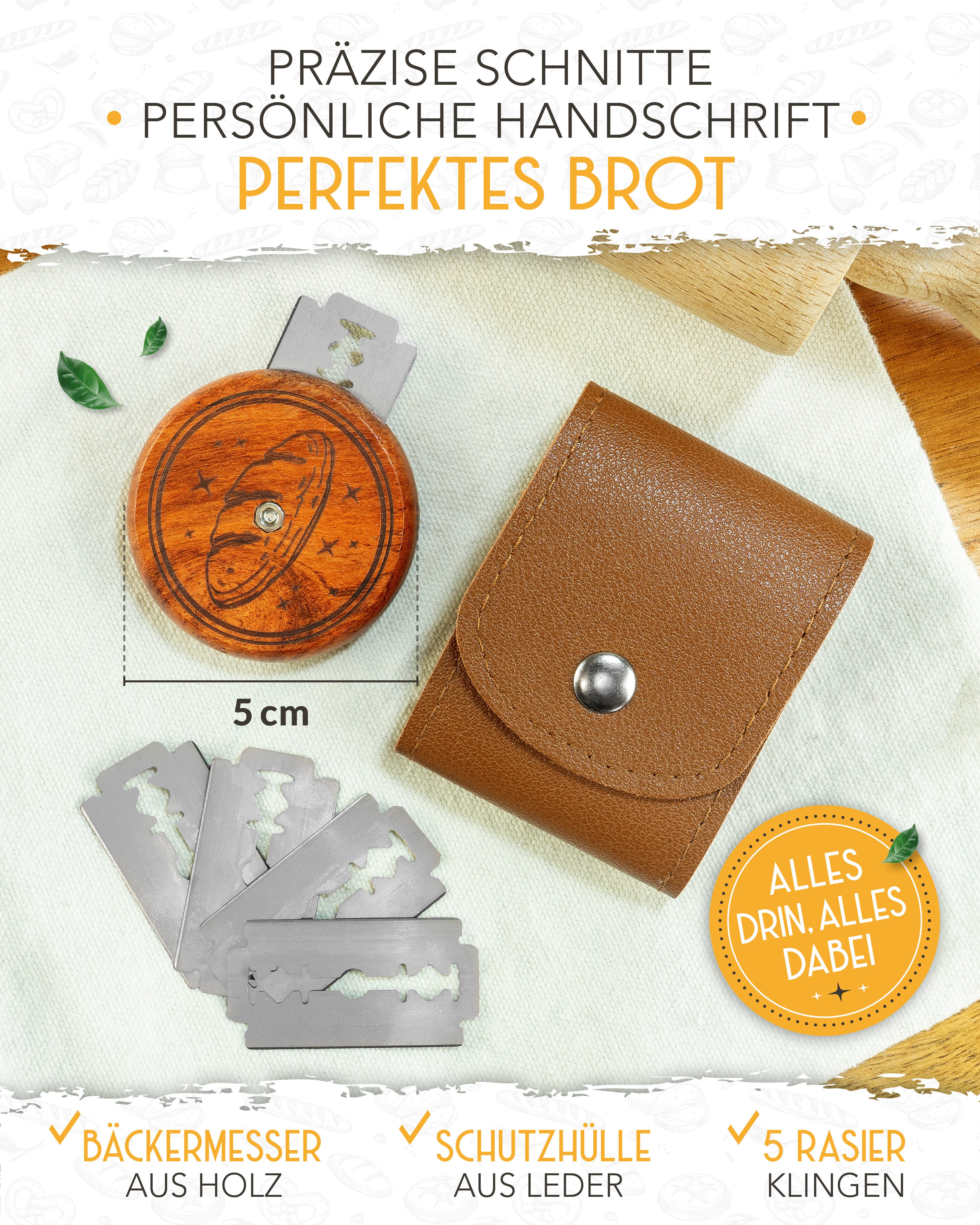 Krustenzauber Gärkorb Brot Backen Zubehör - Einzeln oder im Set - Gärkorb, Bäckermesser etc