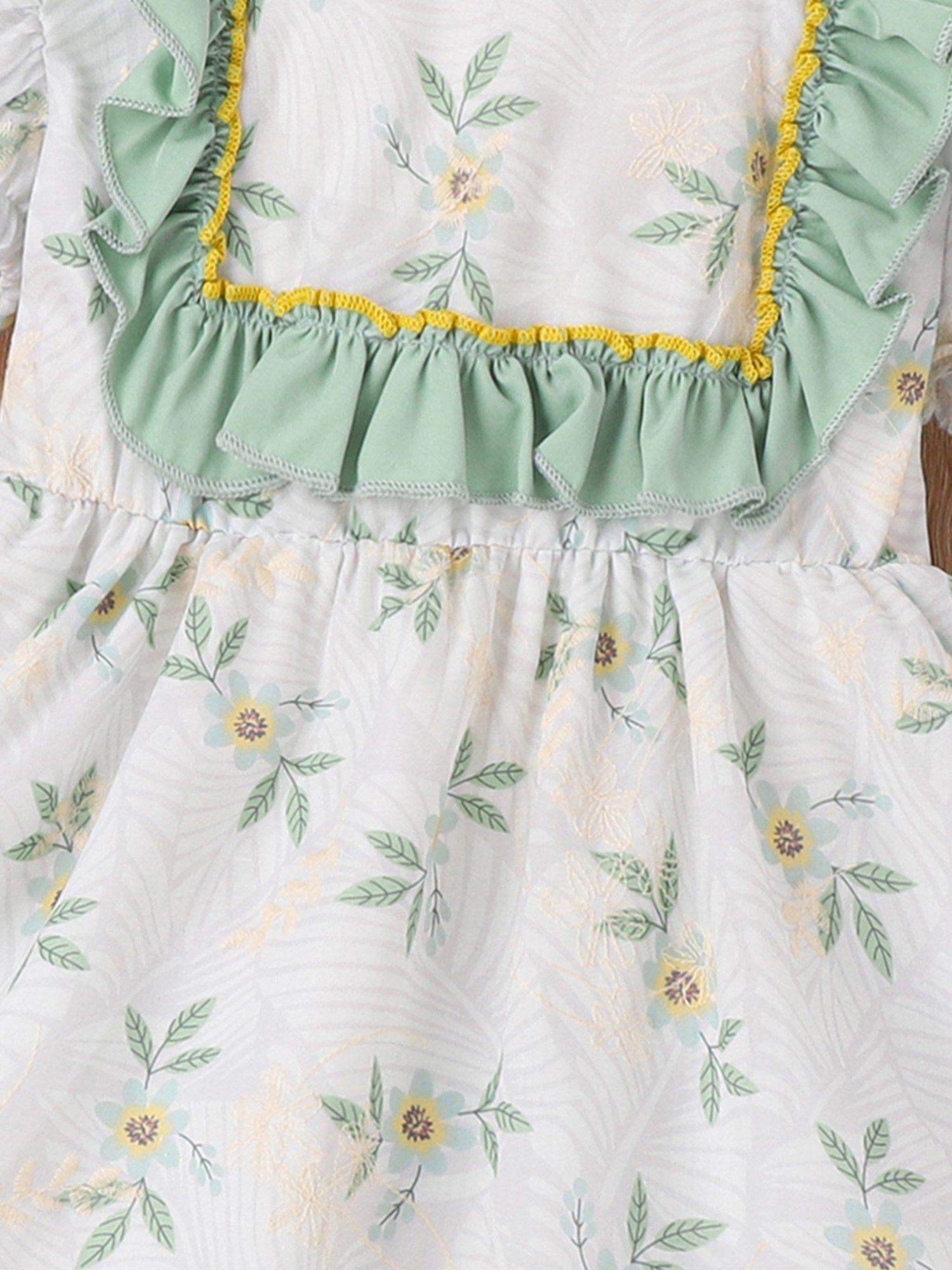 schöner mit LAPA Druckkleid Stickerei Kleid mit Mädchen für Knielanges Blumenmuster