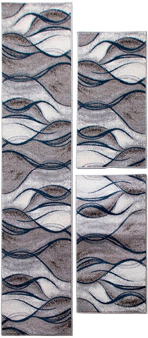 OTTO home Bettumrandung Tritom, Höhe 9 mm, (3-tlg), mit besonders weichem Flor, Kurzflor, modernes Wellen Muster
