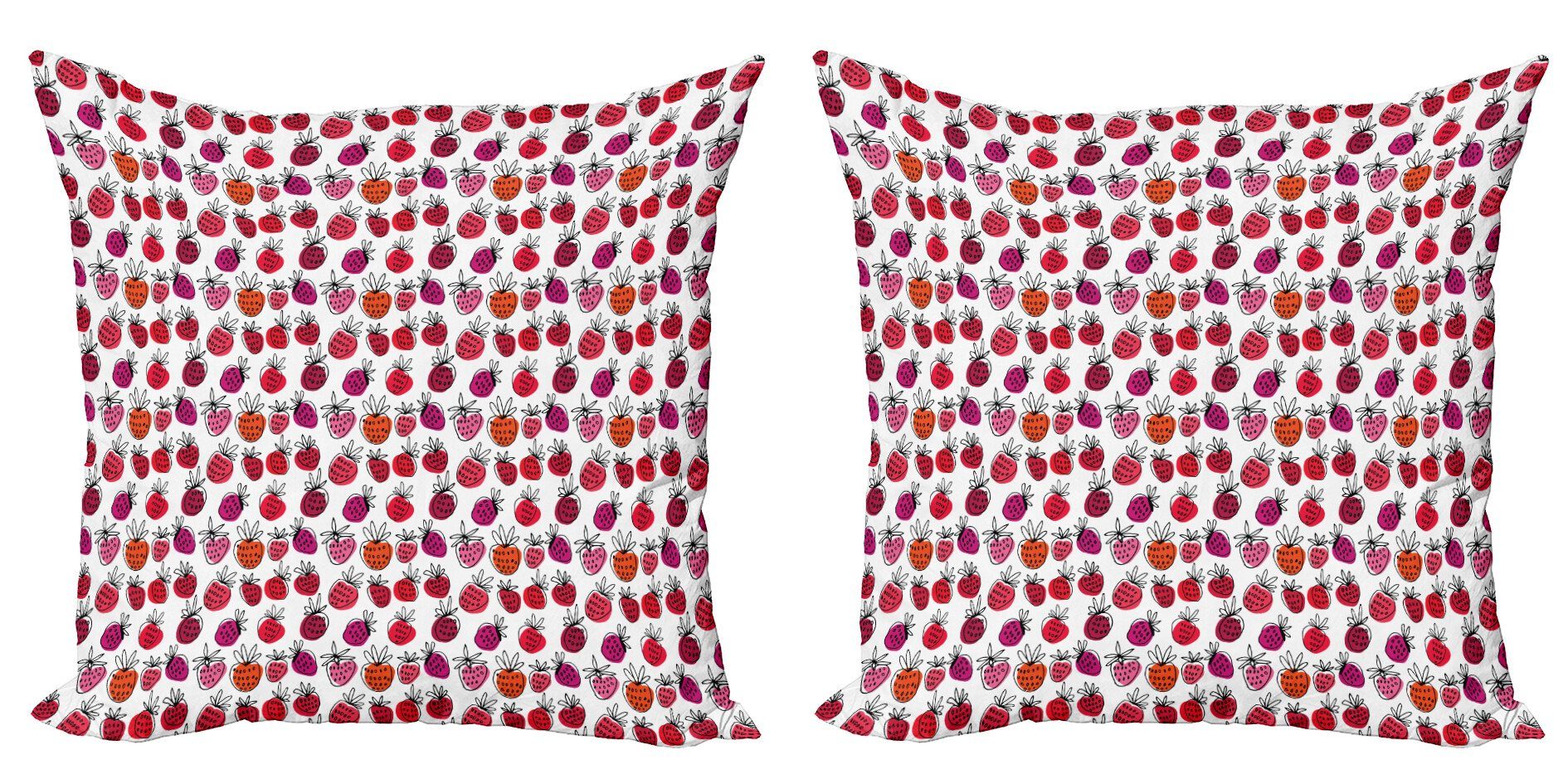 Abakuhaus Digitaldruck, Modern Rosa-Ton-Gekritzel Erdbeere Stück), Doppelseitiger (2 Accent Kissenbezüge