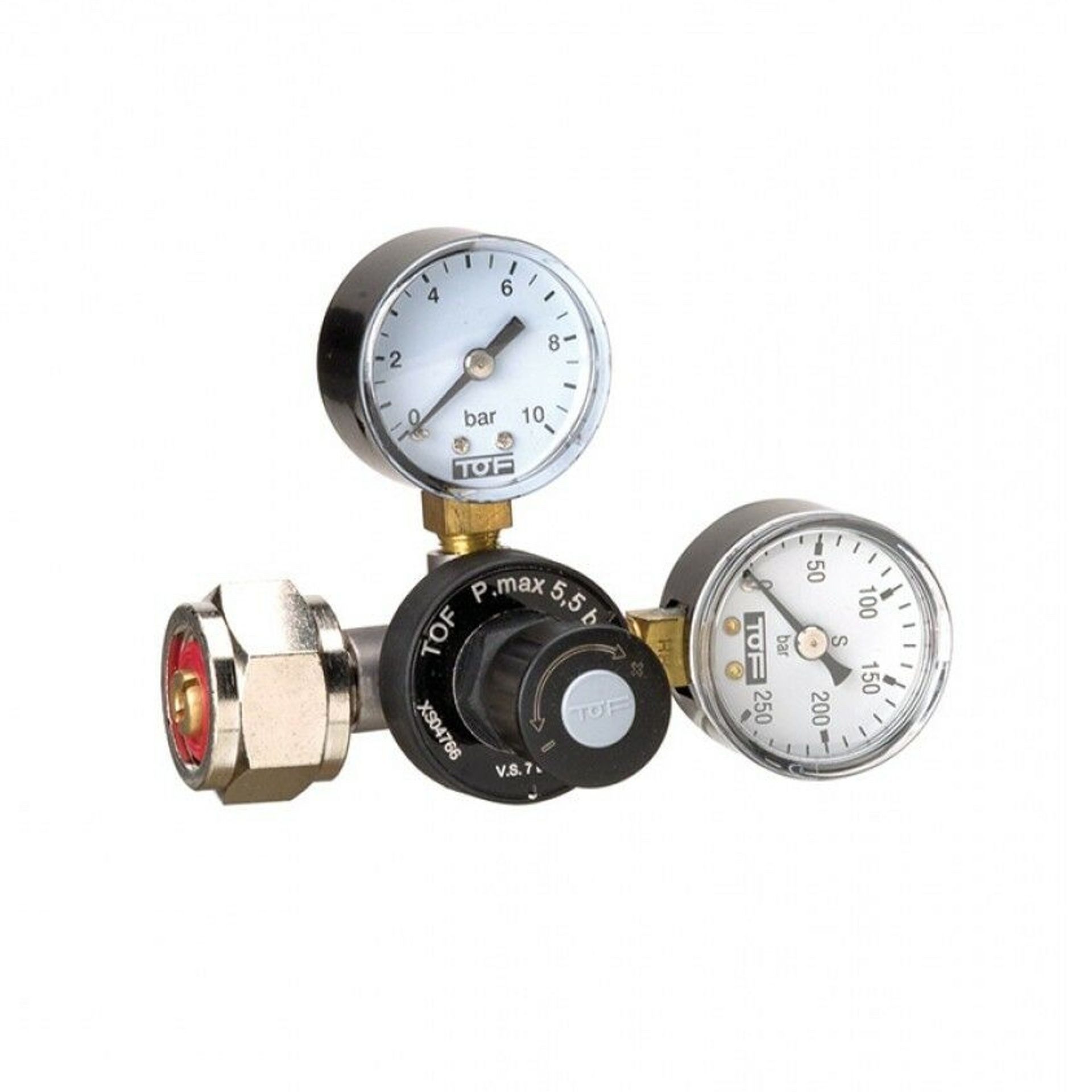 Neues Wasser Flaschendruckminderer CO₂-Druckminderer mit zwei Manometern, 2 Manometer, Arbeitsdruck 0–5,5 bar, EU-Normanschluss