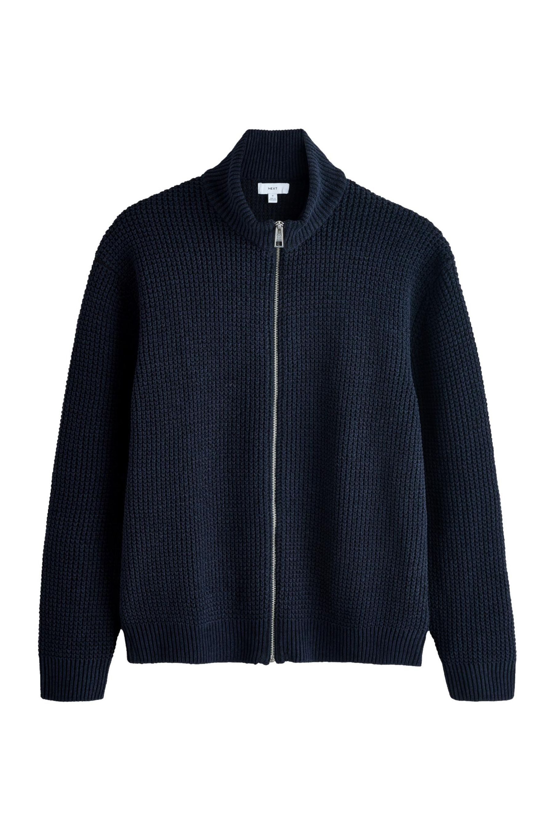 Strickjacke Regular Fit Troyer aus Chenille mit Waffelstruktur