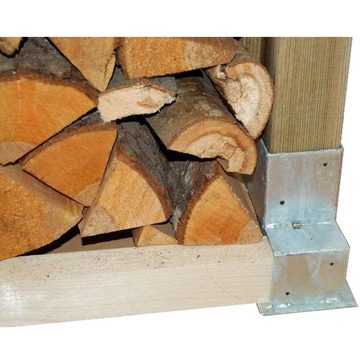 TRUTZHOLM Kaminholzregal Holzstapelhilfe Stapelhilfe Holzstapelhalter Brennholz Kaminholzregal, BxTxH:10x34x15 cm, (2er Set, 2-St), Geeignet für Kanthölzer 70x70 mm (senkrecht) und 40x60 mm (waagerecht)