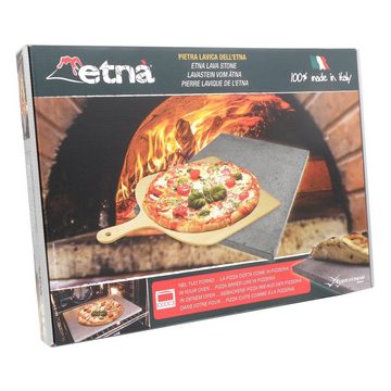 Eppicotispai Pizzastein Etna® - Pizzastein Mit Holzschieber- Echter Lavastein Vom Ätna - Grillen und Backen - Wie Aus Der Pizzeria, (1x Pizzastein 1x Holzschieber), echtes Lavagestein