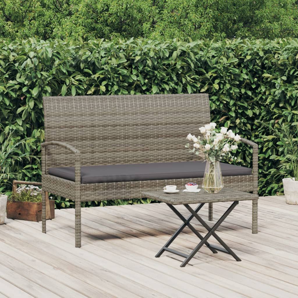 furnicato Gartenbank Grau mit Kissen 105 x 58 x 74 cm, Witterungsbeständige Sitzbank mit Stahlrahmen und weichem Sitzkissen