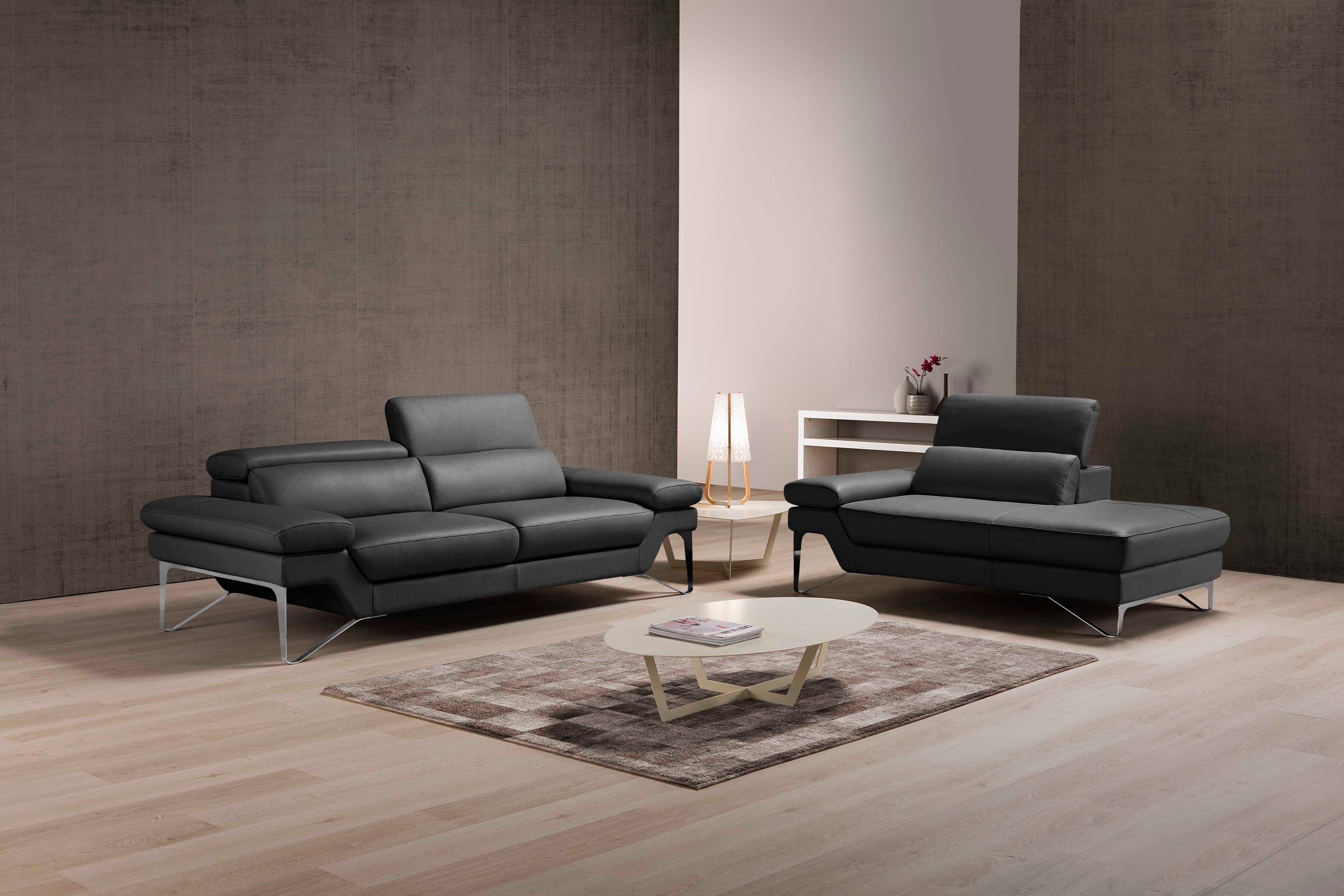 Egoitaliano Polstergarnitur Princess Design und Sitzkomfort im Einklang, bequem und hochwertig, Set aus 2,5 Sitzer und freitehende Ottomane, Kopfstützen verstellbar