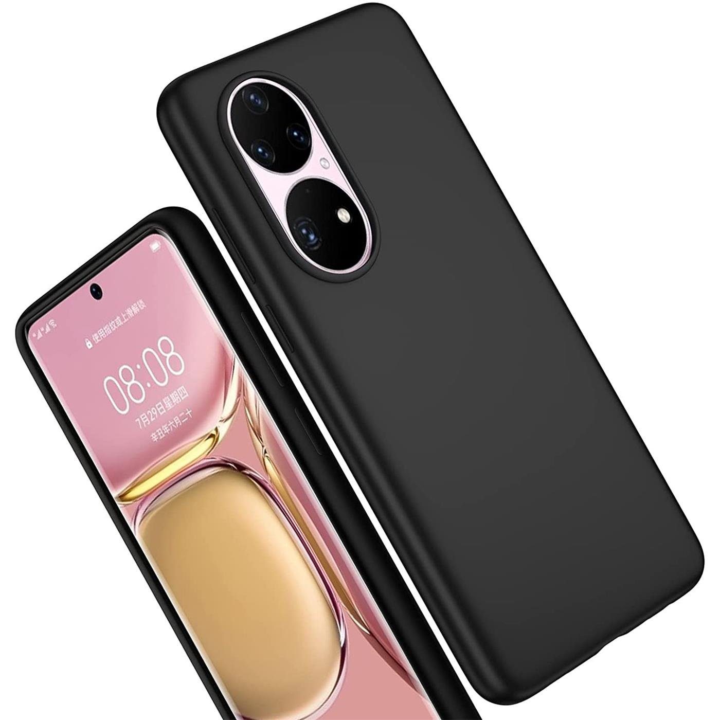 CoolGadget Handyhülle Black Series Handy Hülle für Huawei P50 Pro 6,6 Zoll, Edle Silikon Schlicht Robust Schutzhülle für Huawei P50 Pro Hülle