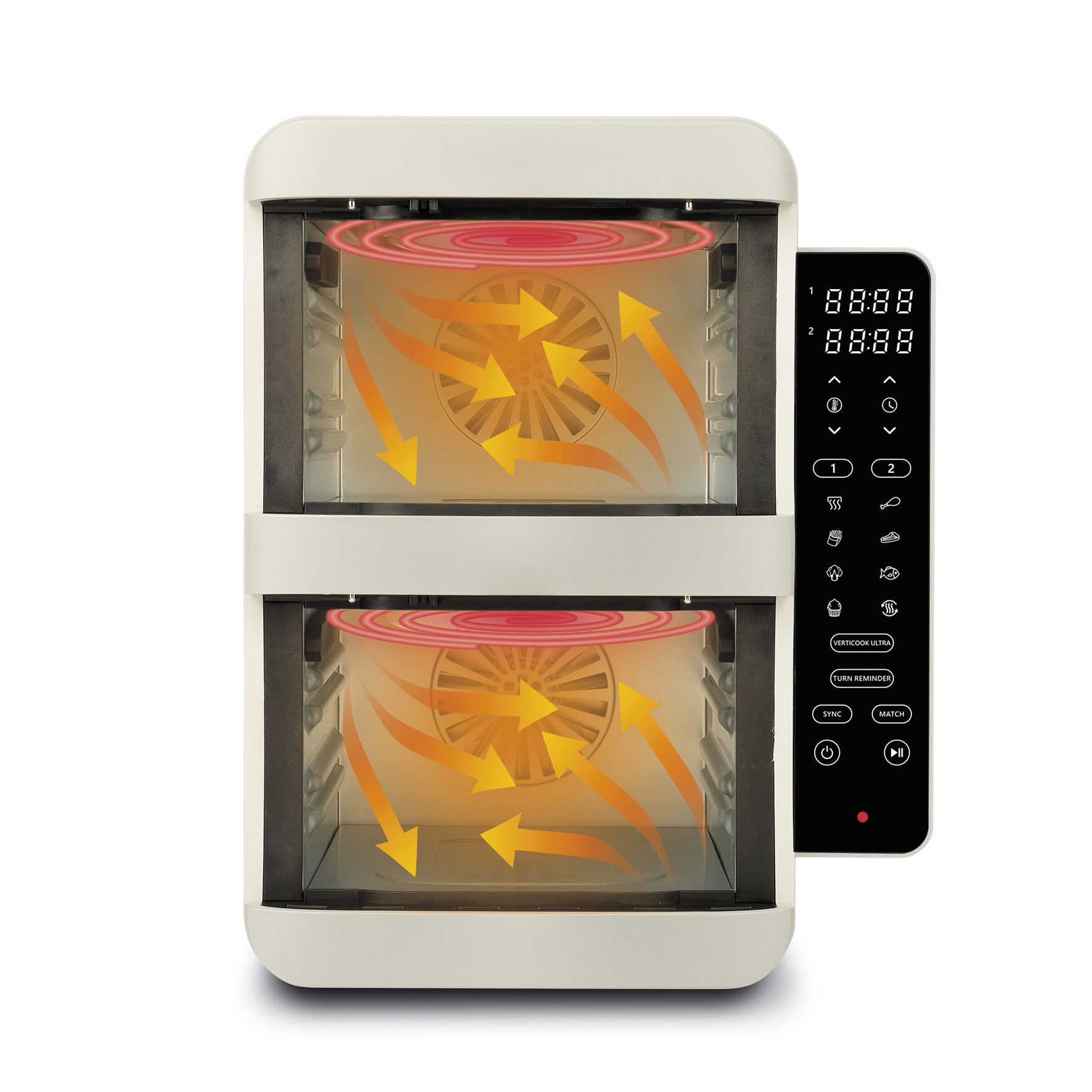 Girmi Heißluftfritteuse FG4101 Ecofrit Dual FG41 9 Liter, 2 Garkörbe, SYNC- & MATCH-Funktion, 2400 W, 2 Garzonen je 4,5 Liter, 9 Programme, Zubehör – Bild 4 von 5