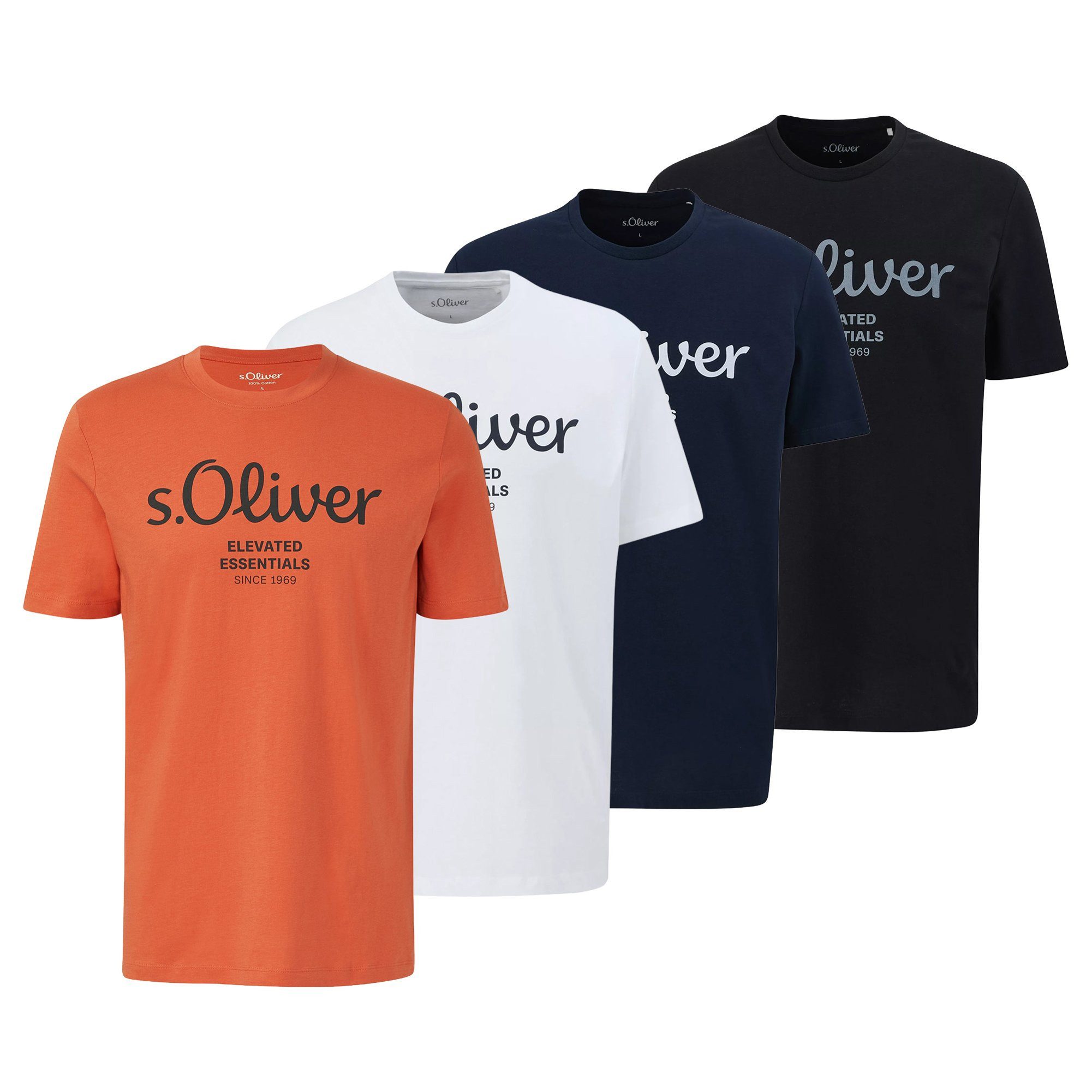 T-Shirt Herren T-Shirt 4er Pack Baumwolle Logo T-Shirt