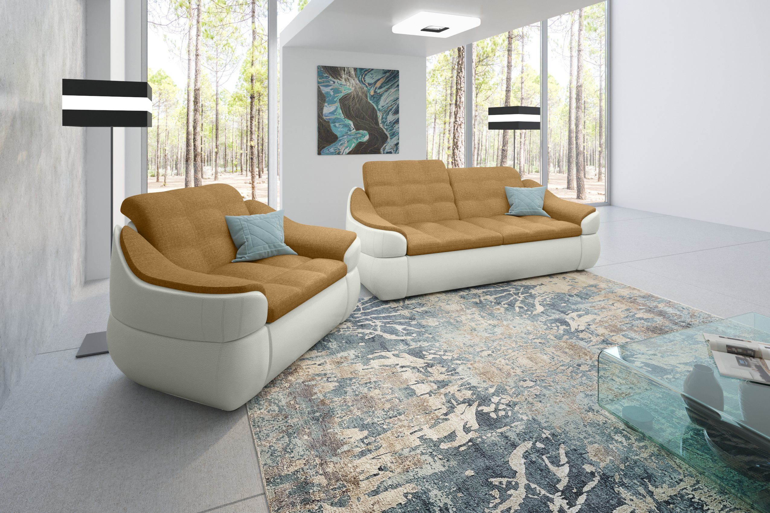 Stylefy Polstergarnitur Alisa, (2-tlg), 2-Sitzer made bestehend Europa aus Sessel, Modern Sofa (Set und Design, in