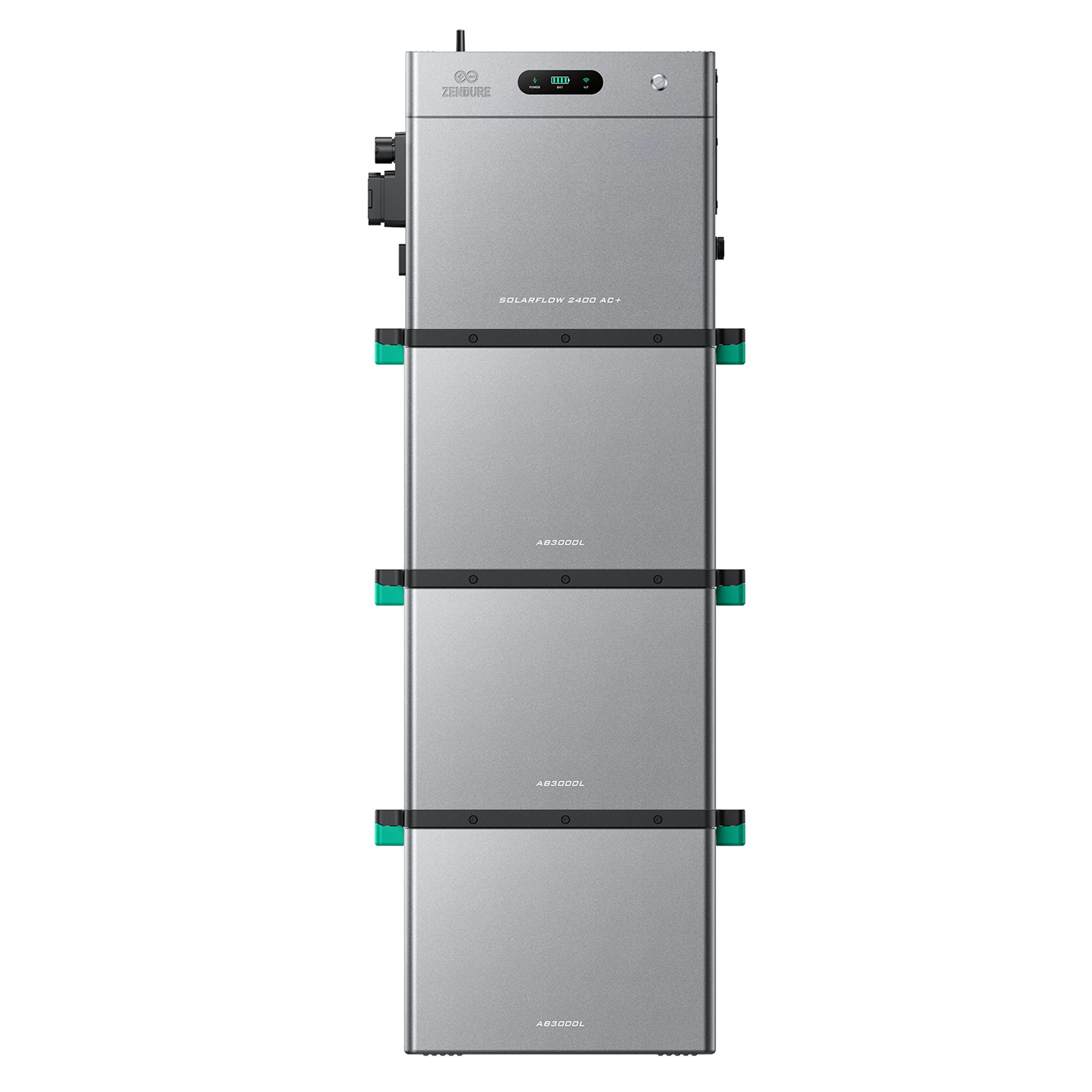 ZENDURE SuperCharged Balkonkraftwerk Zendure SolarFlow 2400 AC Plus mit 0/1/2/3/4/5 AB3000L Batterie, 800 W, (Set, 1× SolarFlow 2400 AC Plus mit 0/1/2/3/4/5× AB3000L Batterien), erweiterbar 2,88–16,8 kWh, IP65 Schutz, Plug and play