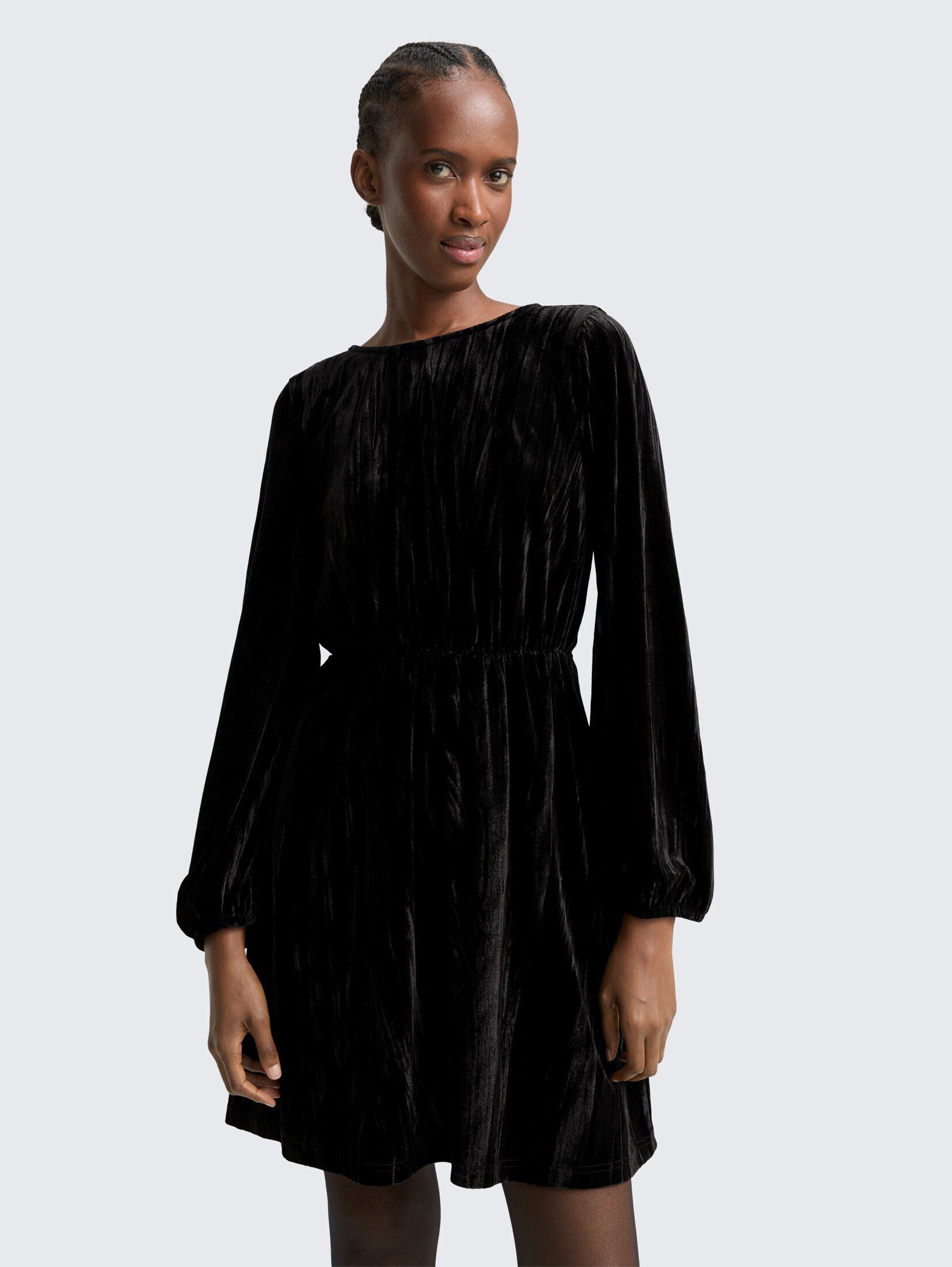 TOM TAILOR Denim Sommerkleid Kleider & Jumpsuits Mini-Samtkleid mit Schleif günstig online kaufen