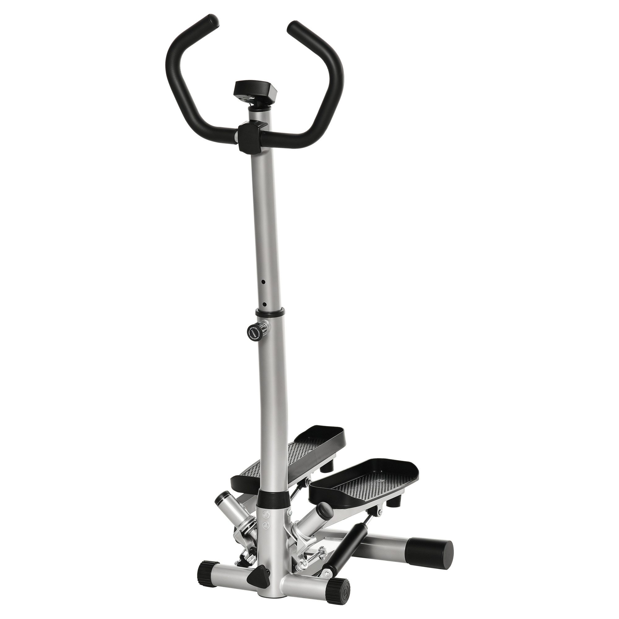 HOMCOM Stepper mit Handgriff (klein, 1-tlg., Fitness Heimtrainer), höhenverstellbar, Schwarz+Silber