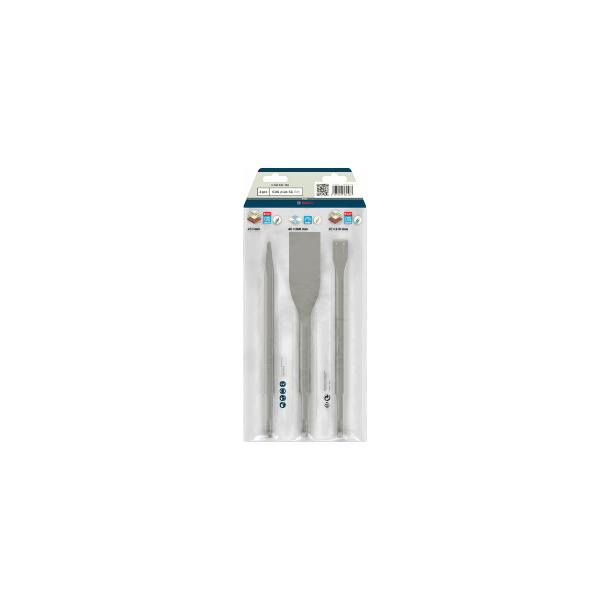 Bosch Professional Meißel-Set Bosch Meißel-Set mit SDS plus 3-teilig 250 250 260 x 20 40 mm