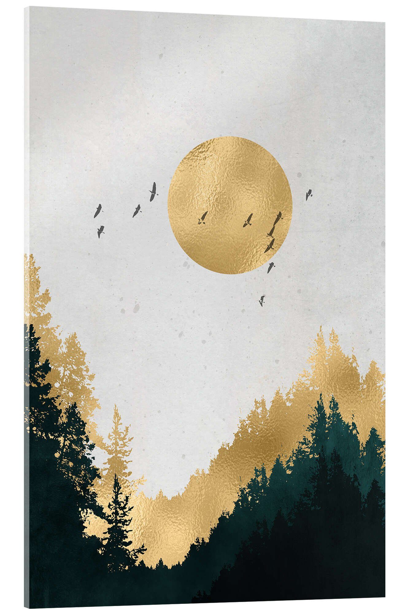 Posterlounge Acrylglasbild Mia Nissen, Mond in Gold, Grafikdesign