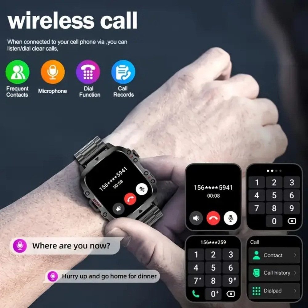 Zevelora Herren's HD-Touchscreen, LED Sport-Tracker Smartwatch (Android/iOS), Herren Fitnessuhr mit HD-Display, Telefonfunktion & Sportmodi