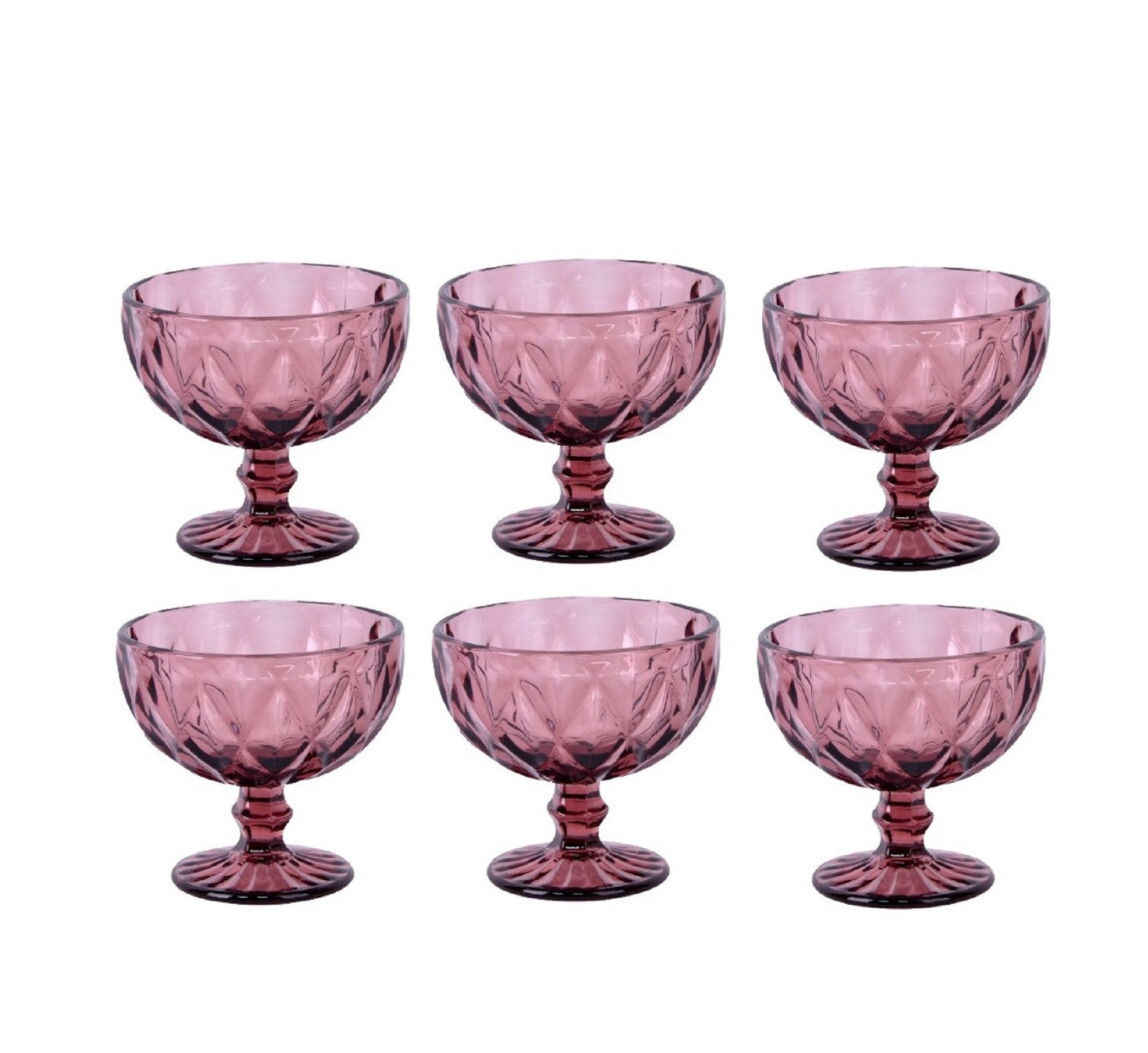 Schäfer Elektronik Schale 6er Set Diamond – 300 ml Eisschalen Set für Desserts und Snacks, Glas, (6-tlg)