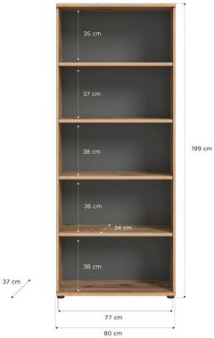 xonox.home Mehrzweckschrank Regal Büroregal MASON 200x80 cm in Nox Eiche und Basalt grau