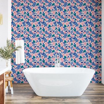 Abakuhaus Vinyltapete selbstklebendes Wohnzimmer Küchenakzent, Abstrakt Weiche Exotische Blumen-Blätter