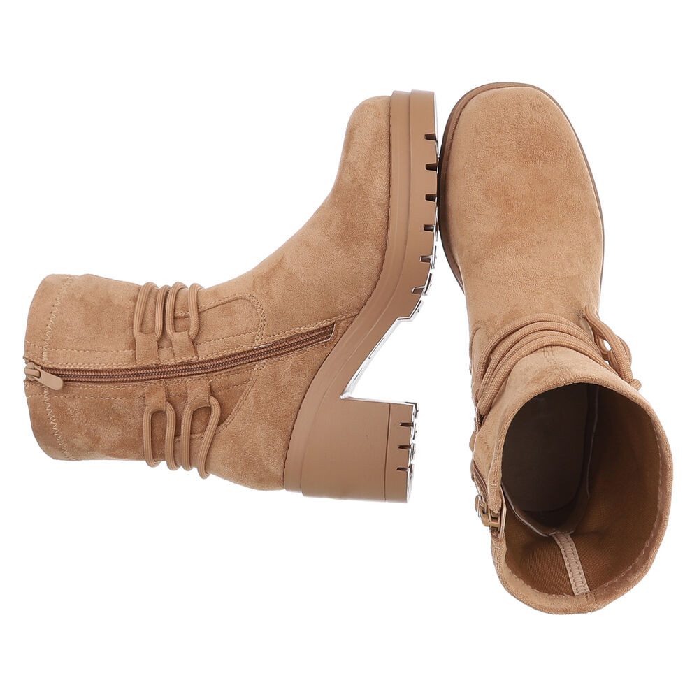 Ital-Design Stylish Blockabsatz Boot mit Schnürung für Damen Plateaustiefel günstig online kaufen