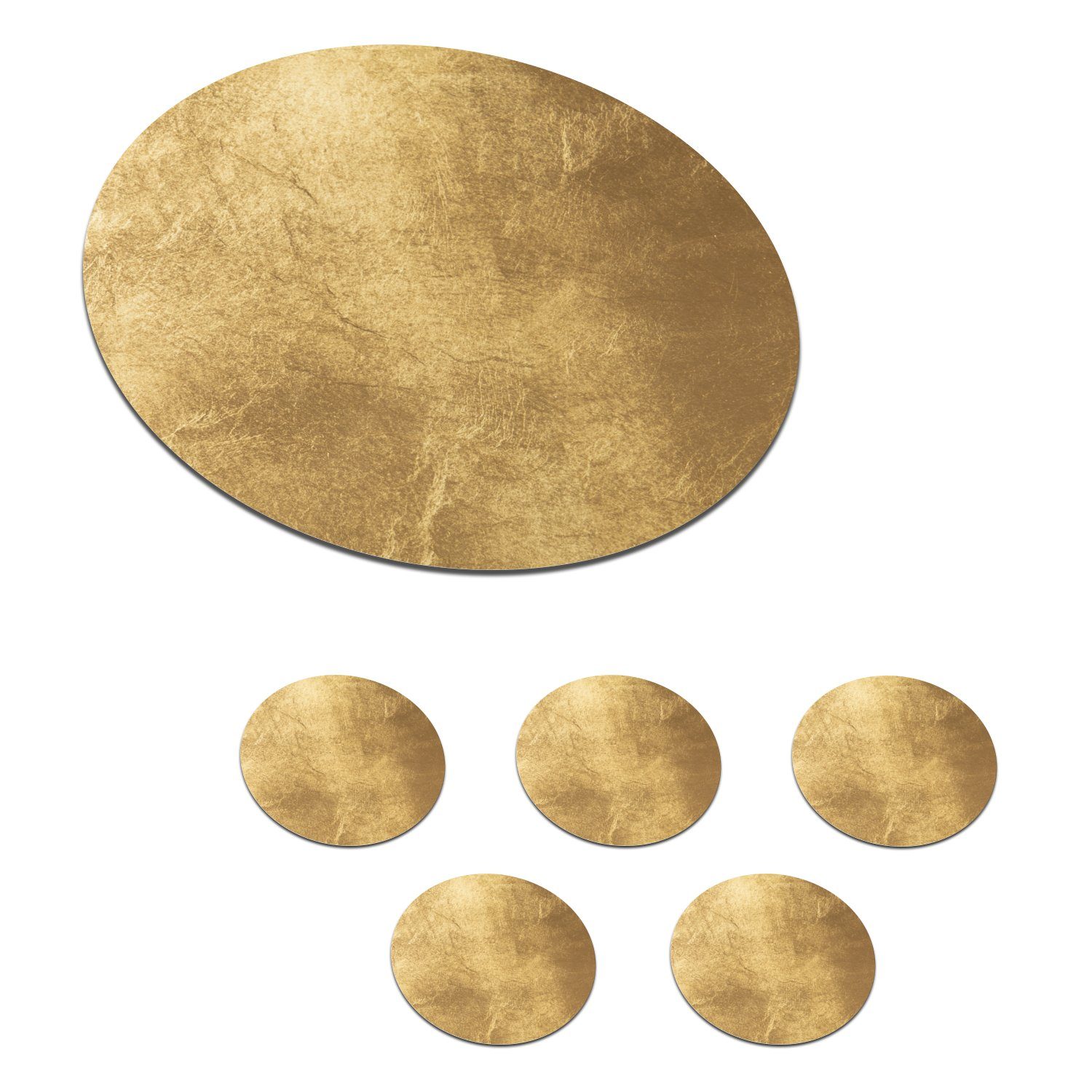 Glasuntersetzer Licht fällt auf eine goldene Wand