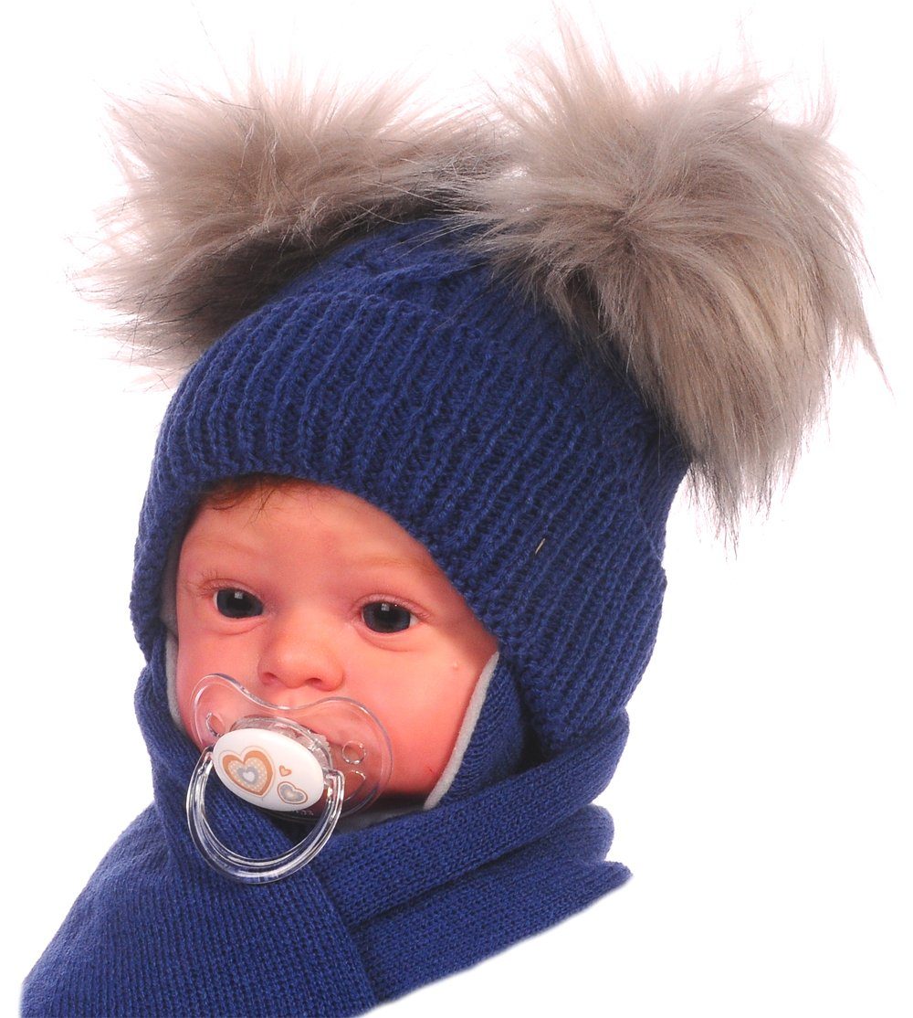 La Mütze für Schal und Schal Bortini 0-4Monate gefüttert warm Mütze Neugeborene &
