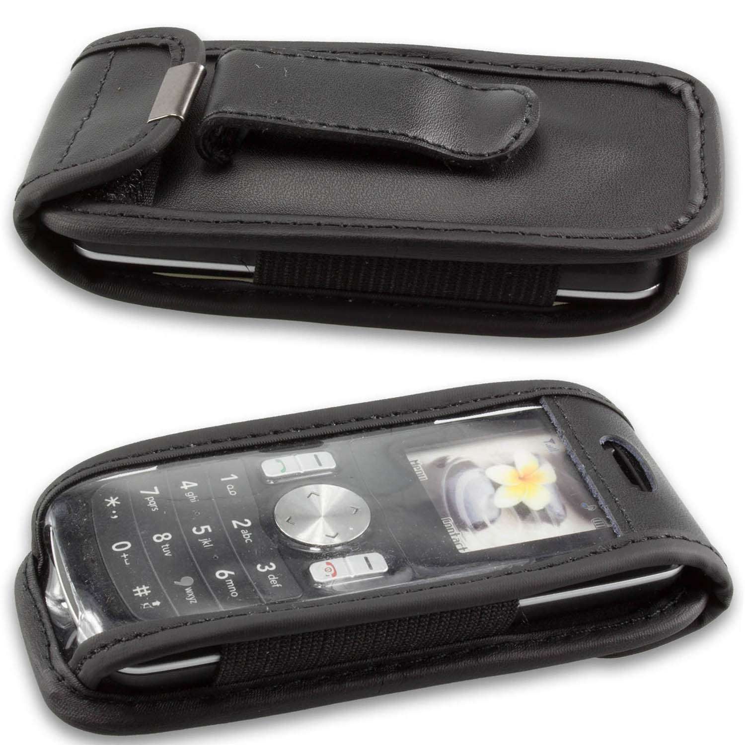 Handytasche Ledertasche für LG GB102, mit Gürtelclip schwarz, Echtleder