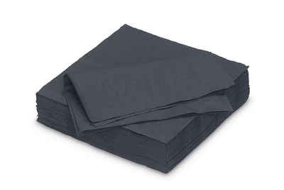 AVA Papierserviette, Servietten aus Papier 25x25cm 2-lagig 50 Stück Schwarz
