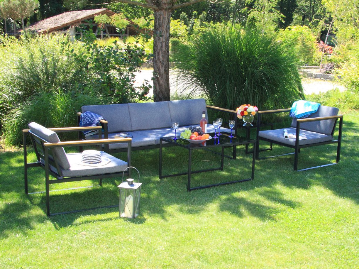 acamp Gartenlounge-Set 5-teilige Sitzgruppe Space mit Tisch & Ecktisch, (Gartenmöbel Set), Gartensofa, Möbelset, Lounge-Set mit Tisch