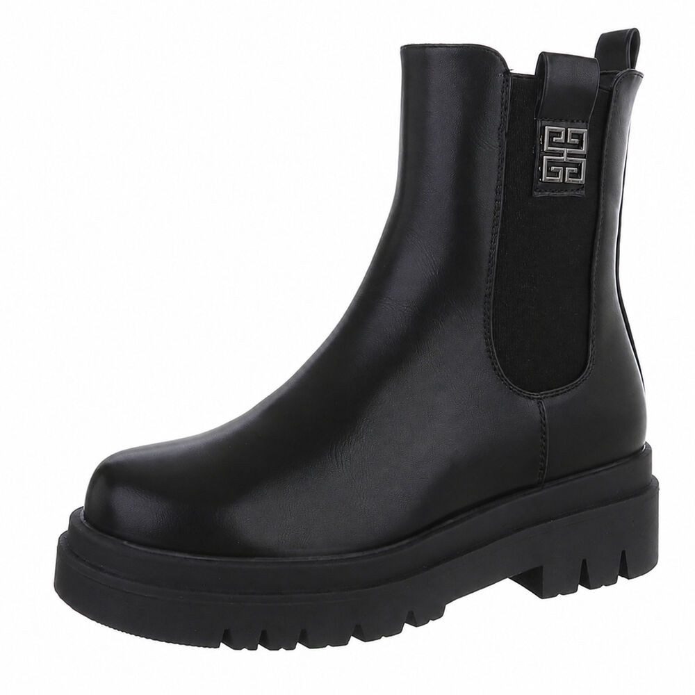 Ital-Design Elegante Chelsea Boots mit komfortabler Sohle für Damen Plateaustiefelette (90598534) Blockabsatz Stiefeletten in Schwarz