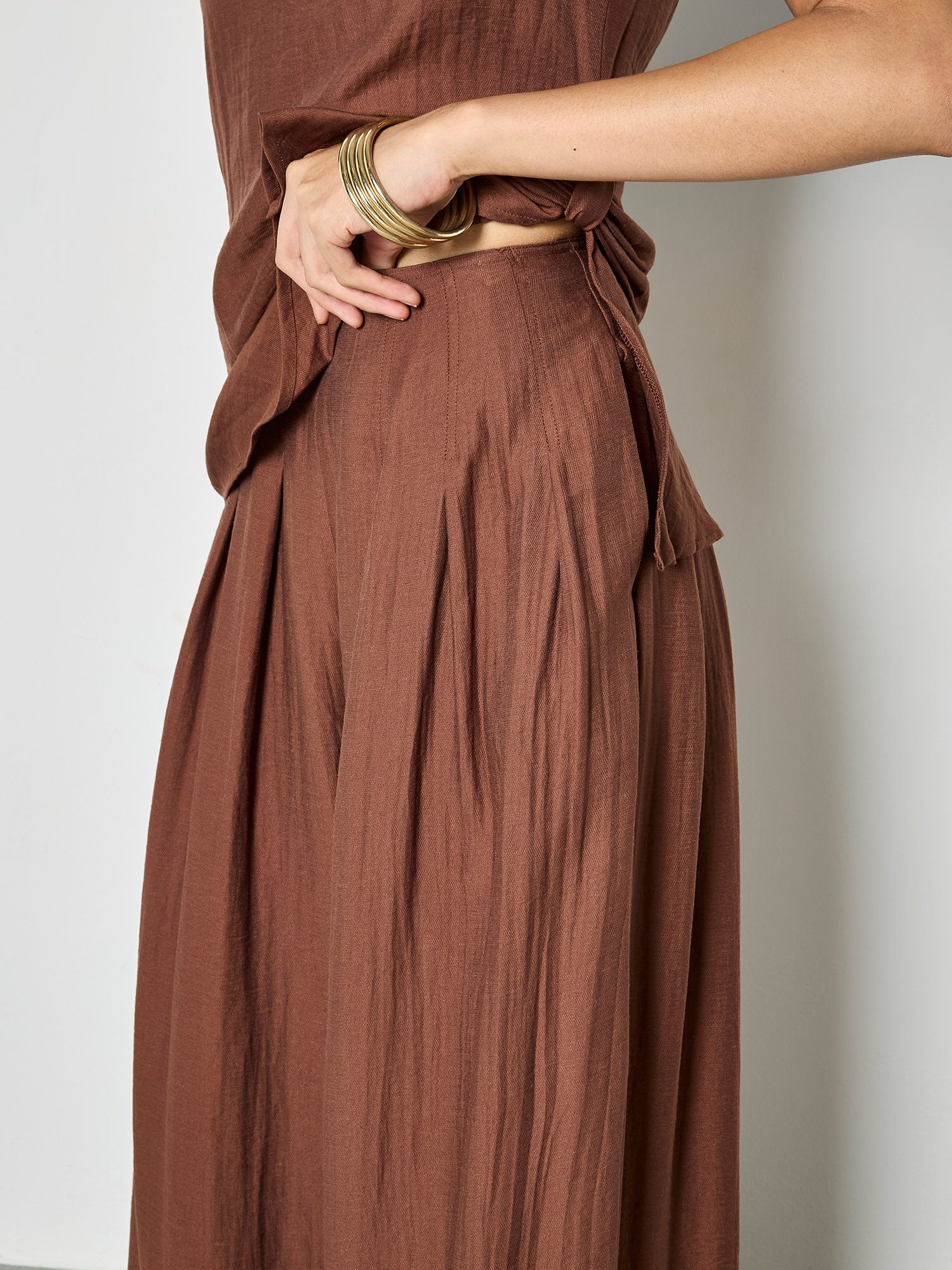 Apricot Palazzohose Weite Hose aus strukturiertem Twill mit Plissee