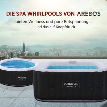 Arebos Whirlpool 2400 W, aufblasbar, In- & Outdoor, 4 Personen, 154x154 cm, (Set, Komplett-Set)