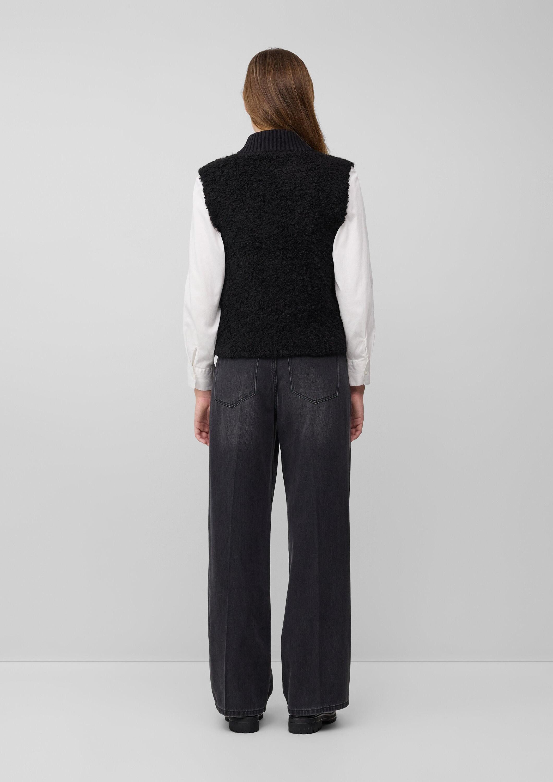 s.Oliver Funktionsweste Strickjacke Bouclé-Weste aus Alpaka-Wollmix