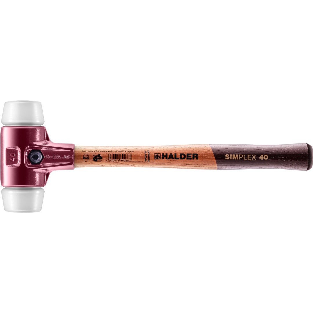 Gummihammer HALDER SIMPLEX Schonhammer Ø 40 mm Superplastik mit Tempergussgehäuse