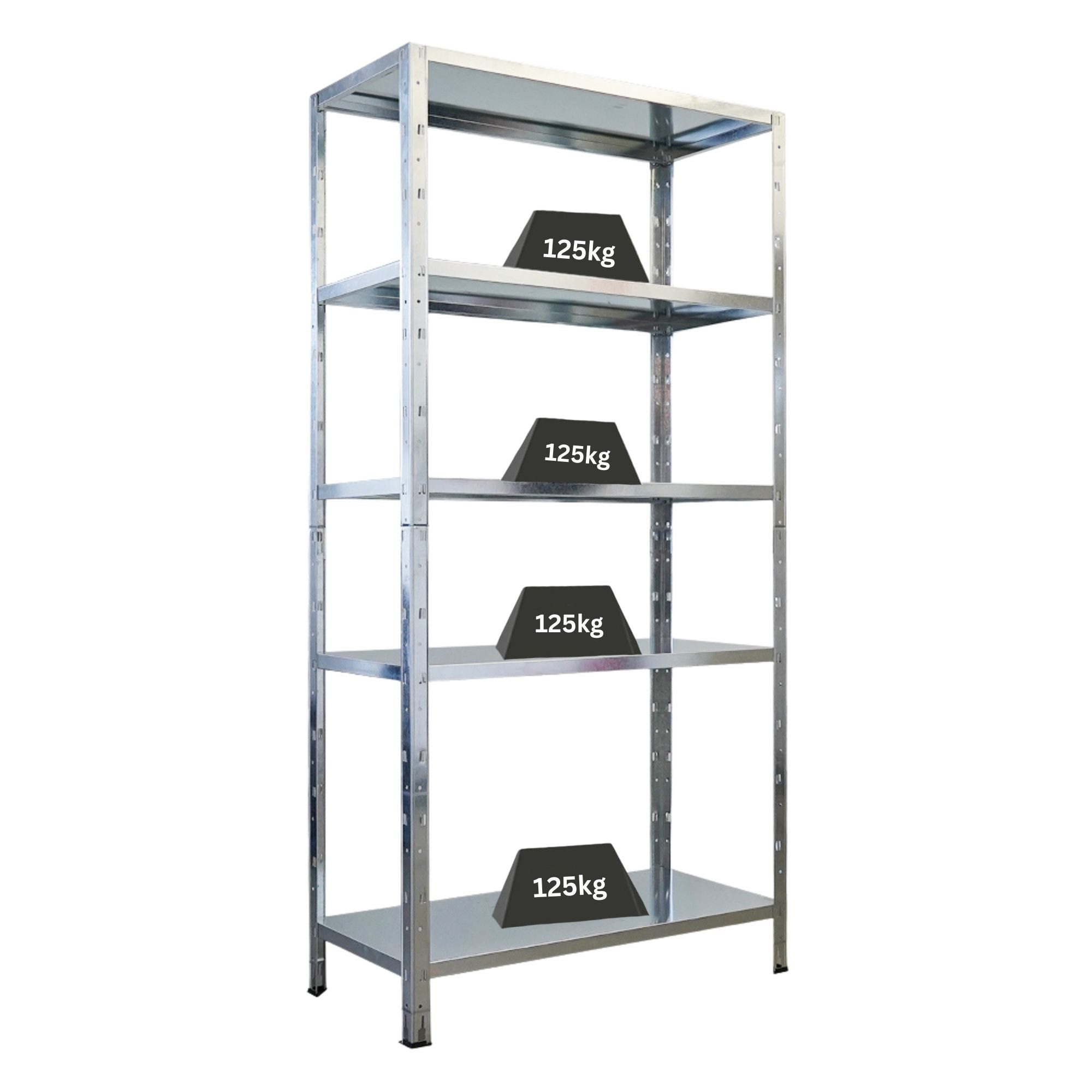 PROREGAL® Schwerlastregal Stahlregal Kellerregal ARES 180x90x40cm 5 Stahlplatten-Ebenen Verzinkt, Stabiles Metallregal mit 125kg Fachlast Stecksystem