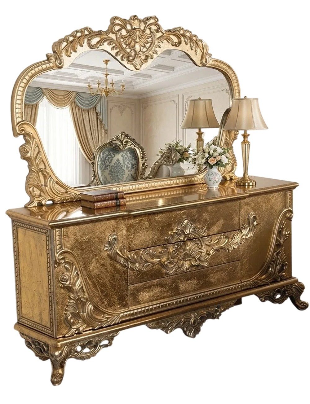 Xlmoebel Sideboard Elegantes Sideboard mit Spiegel für stilvolles Wohnen (1 St), Made in Europa