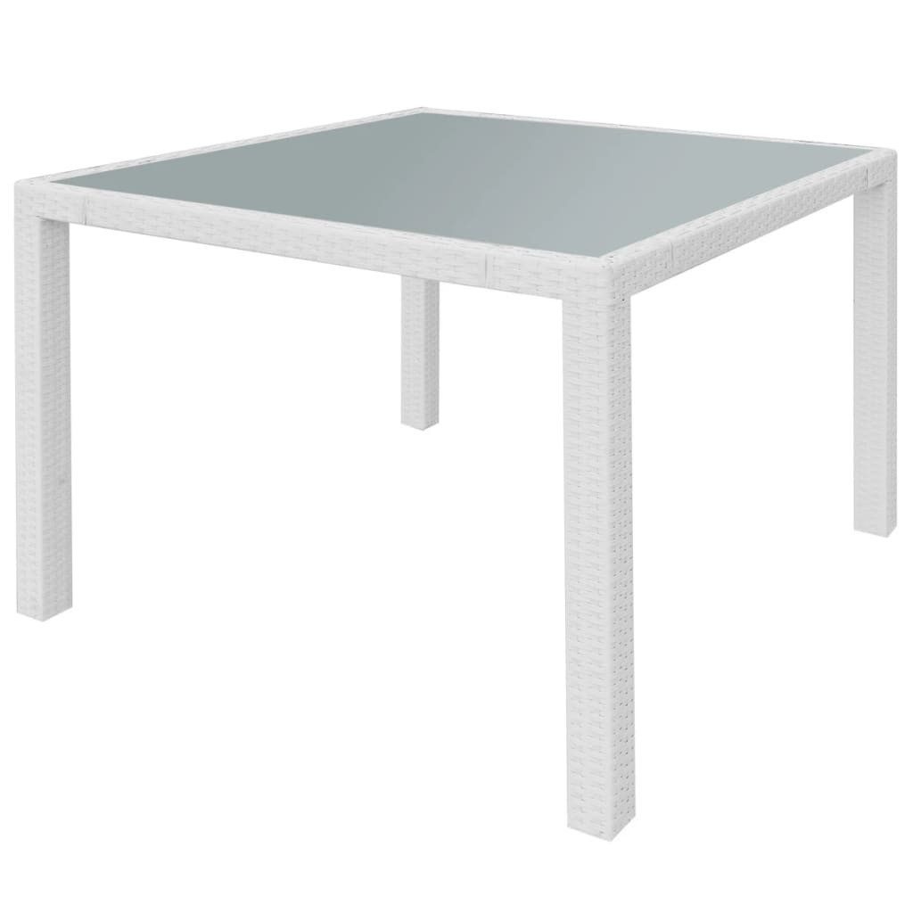 vidaXL Garten-Essgruppe, 5-tlg. Gartengarnitur Poly Rattan Cremeweiß