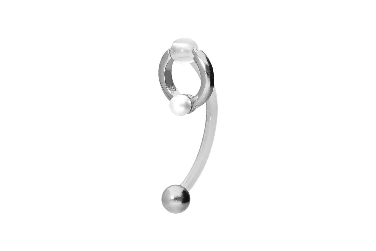 Bauchnabelpiercing PMFK Bananabell mit Chirurgenstahl-Design RING + SYNTHETISCHE PERLE
