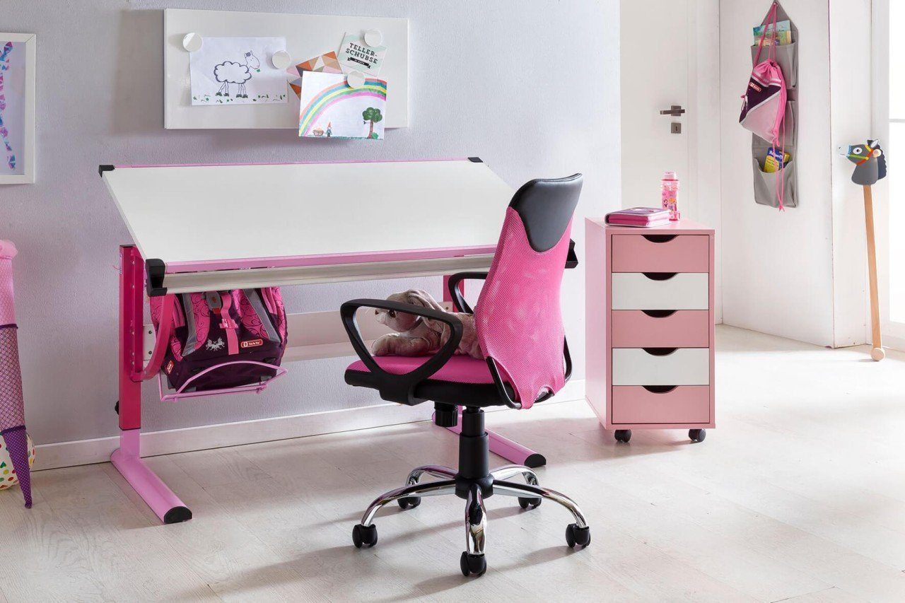 tinkaro Schwarz/Pink HARM Kunstleder/Textil Bürostuhl Schreibtischstuhl