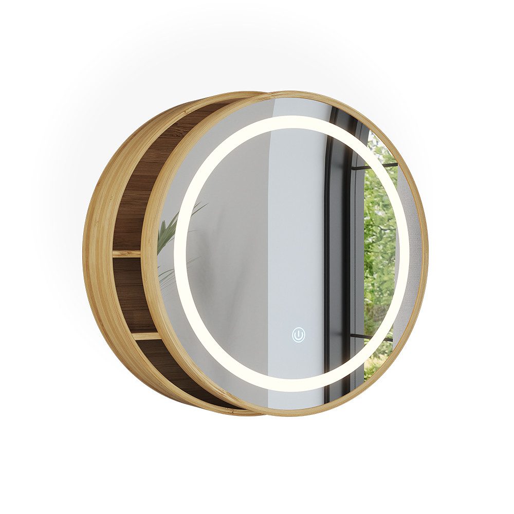 Vicco Badezimmerspiegelschrank Silva, Bambus, 50 x 50 cm mit 5 Aufbewahrungsfächern (1-St)