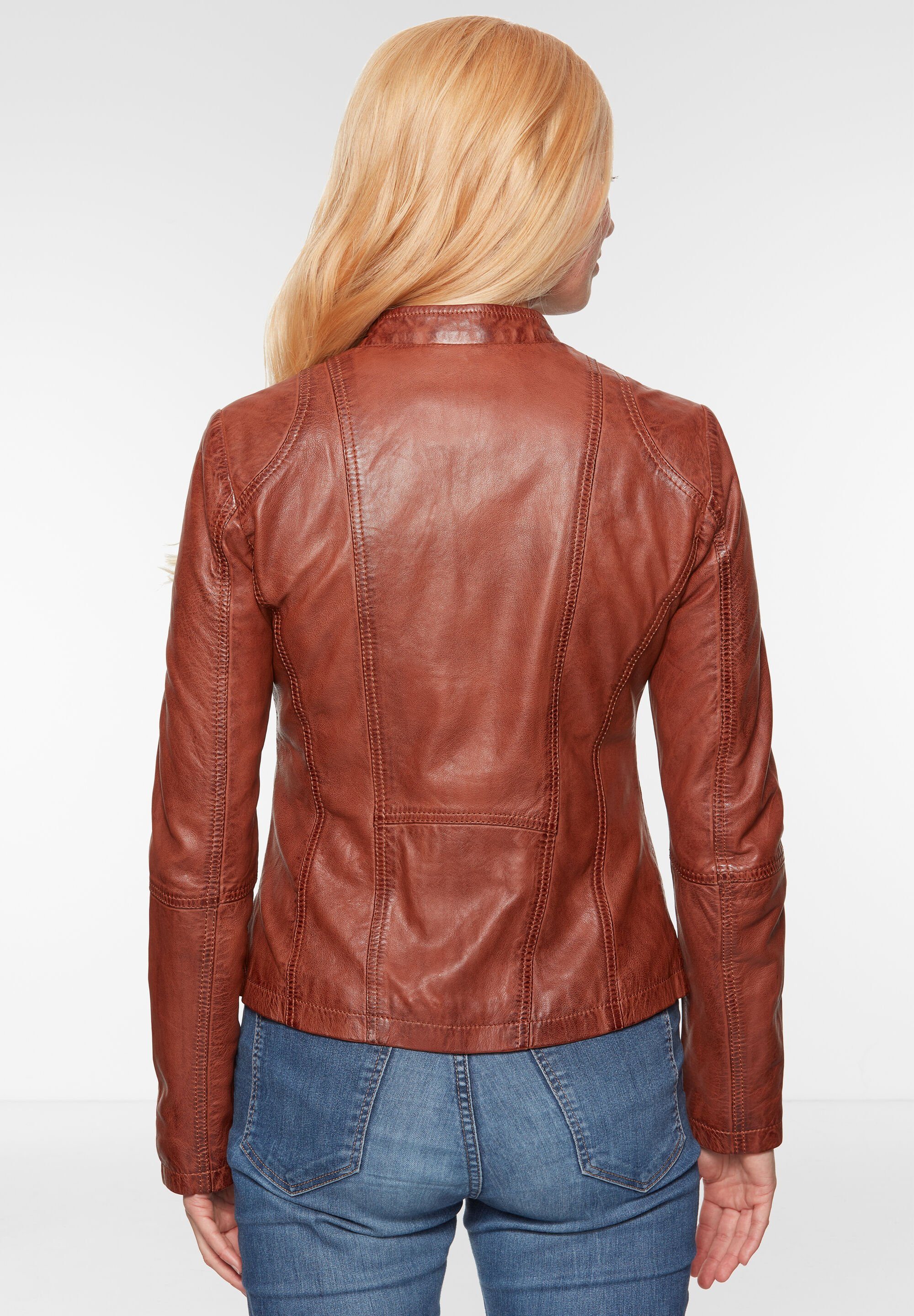 7eleven Lederjacke SEAMERA (1-St) mit Ziernähten