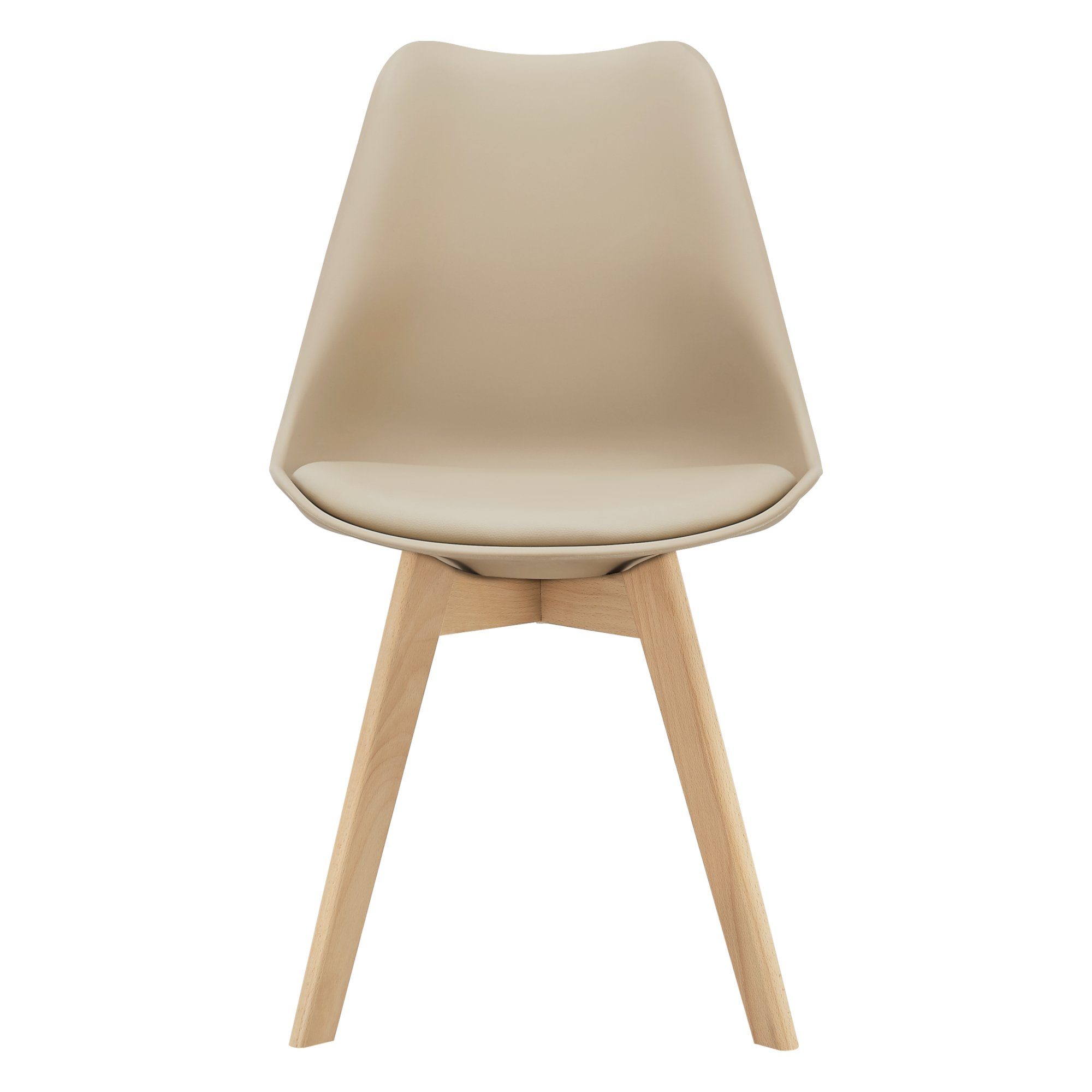 en.casa Esszimmerstuhl (Set, 4 St), »Fläten« mit Massivholzbeinen Kunstleder Beige