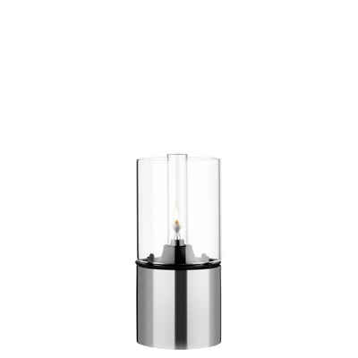 Stelton Windlicht EM Öllampe, aus Edelstahl, mit Glasschirm, für Terrasse und Garten