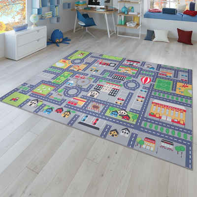 Kinderteppich Spielteppich Kinderzimmer Teppich Kinderteppich Auto Straßen, TT Home, rechteckig, Höhe: 9 mm