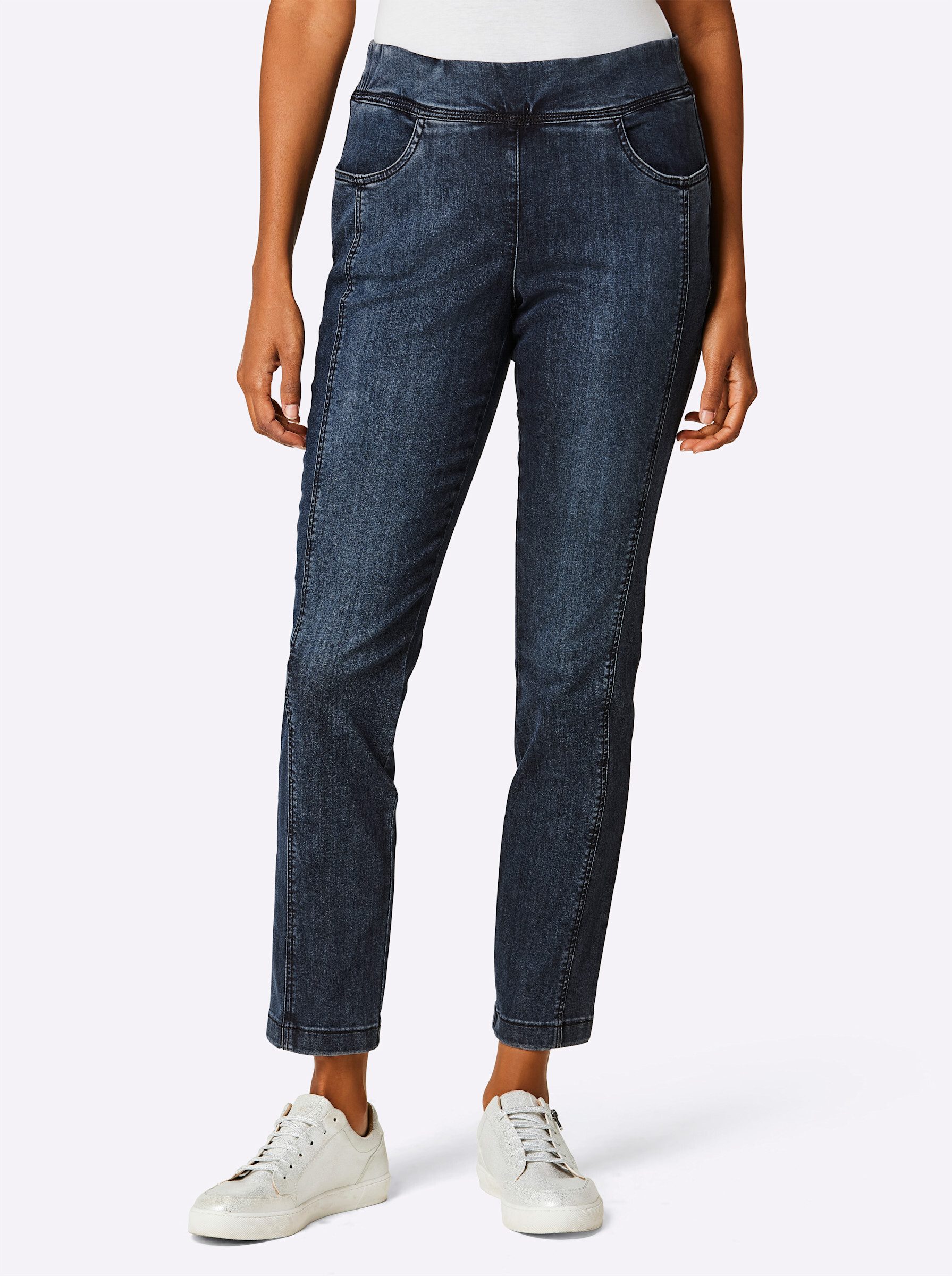 ascari Jeansshorts Lyocell-Baumwoll-Schlupfjeans leicht vertieft günstig online kaufen