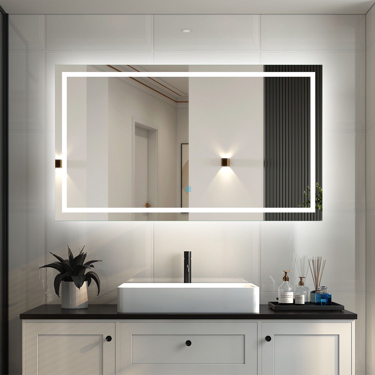 duschspa Badspiegel 50-160 cm Touch LED Spiegel, Beschlagfrei