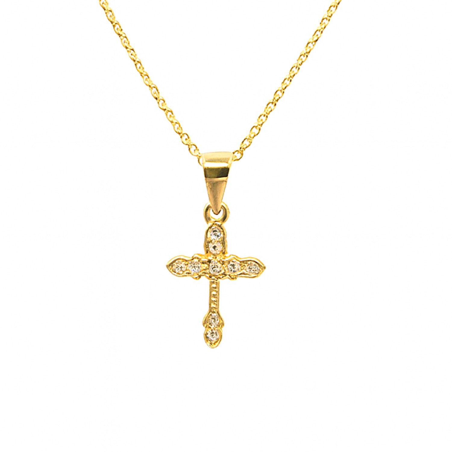 Kreuzkette Vergoldete Kette „Little Saint“ mit Kreuz & Zirkonia