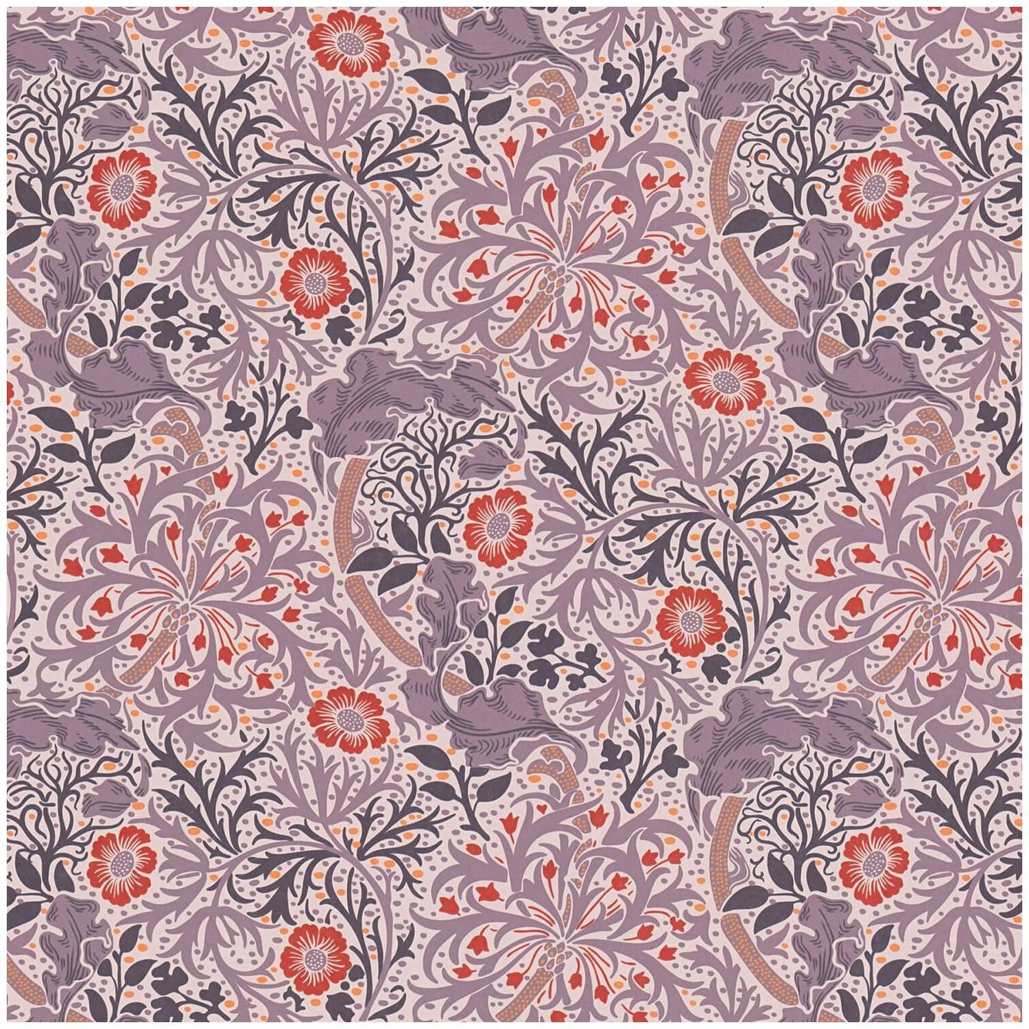 Profhome Vliestapete 390592-GU Blumen Tapete Floral matt flieder pastell-violett orange-rot, glatt, (1 Rolle, 5,33 qm), Vliestapete, flieder