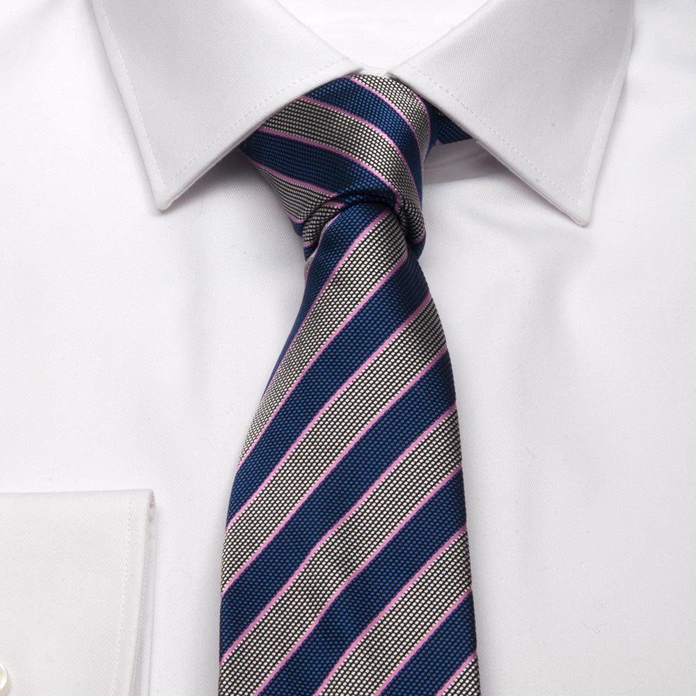 Blau/Rosa (8cm) BGENTS Seiden-Jacquard Breit Krawatte Gestreifte Krawatte