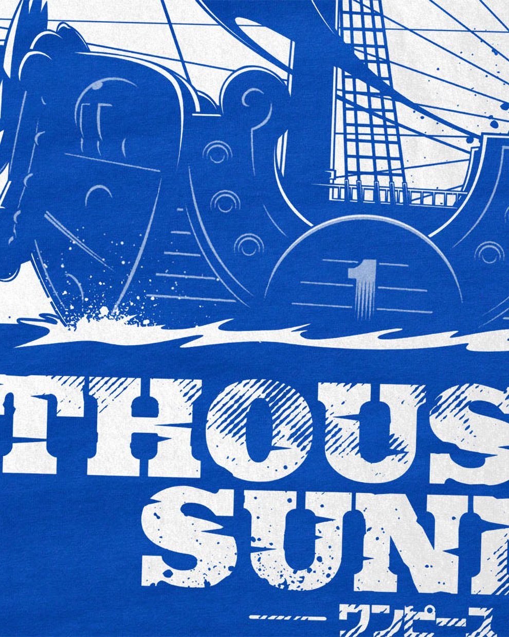 Thousand Strohhut Sunny Pirat Emblem style3 blau T-Shirt Kinder Print-Shirt